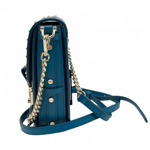 MCM New Mini Studded Deep Lagoon Leather Crossbody Bag - Picture 5 of 13